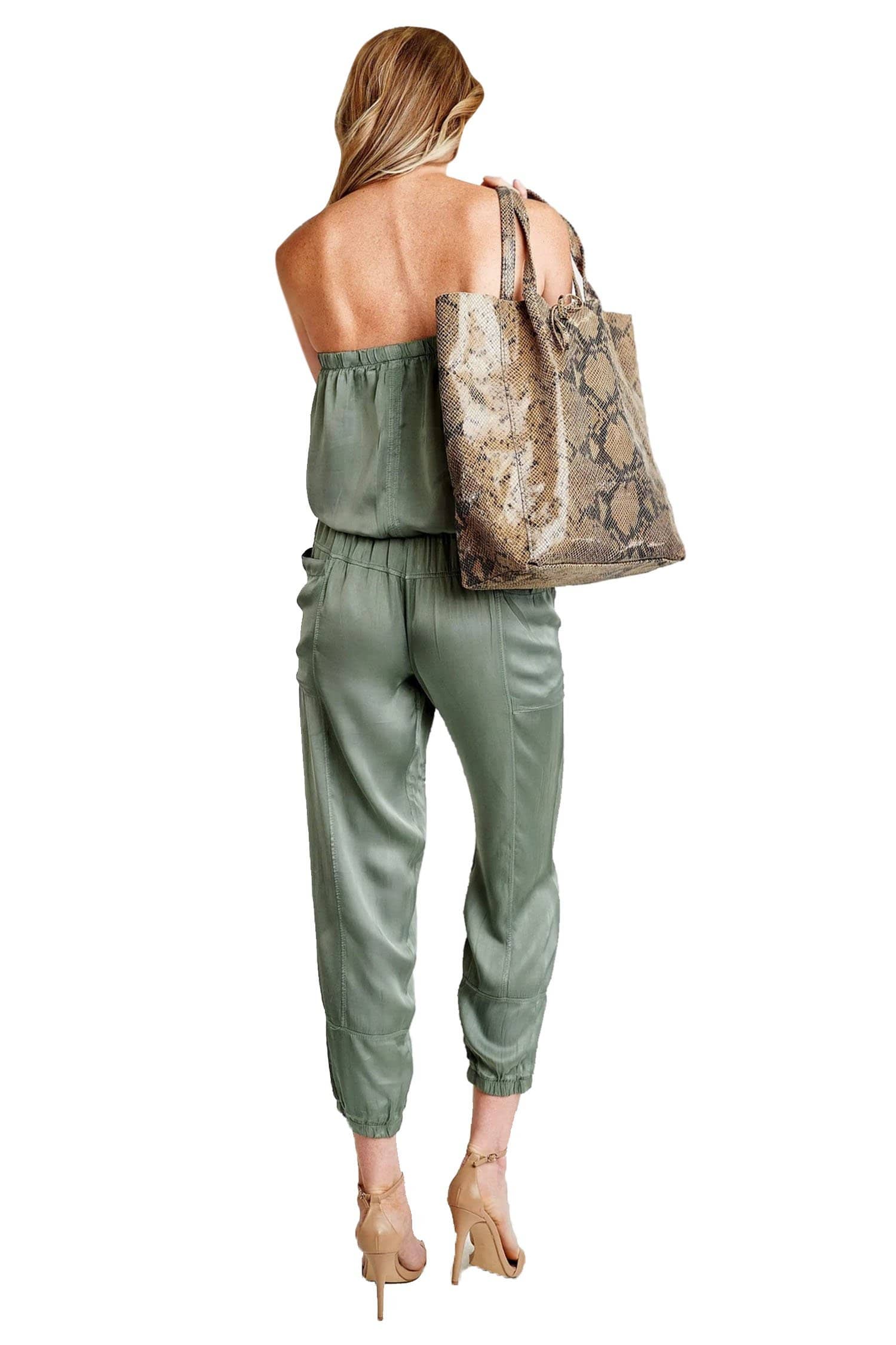 ANGELINE SNAKE PRINT SHOPPER BAG