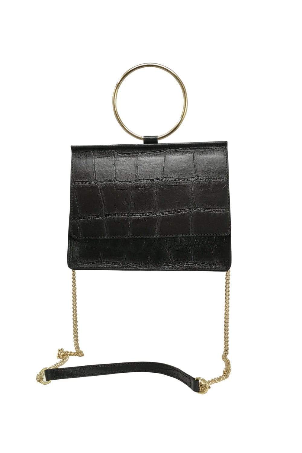 COLE BLACK EMBOSS CROSS BODY BAG