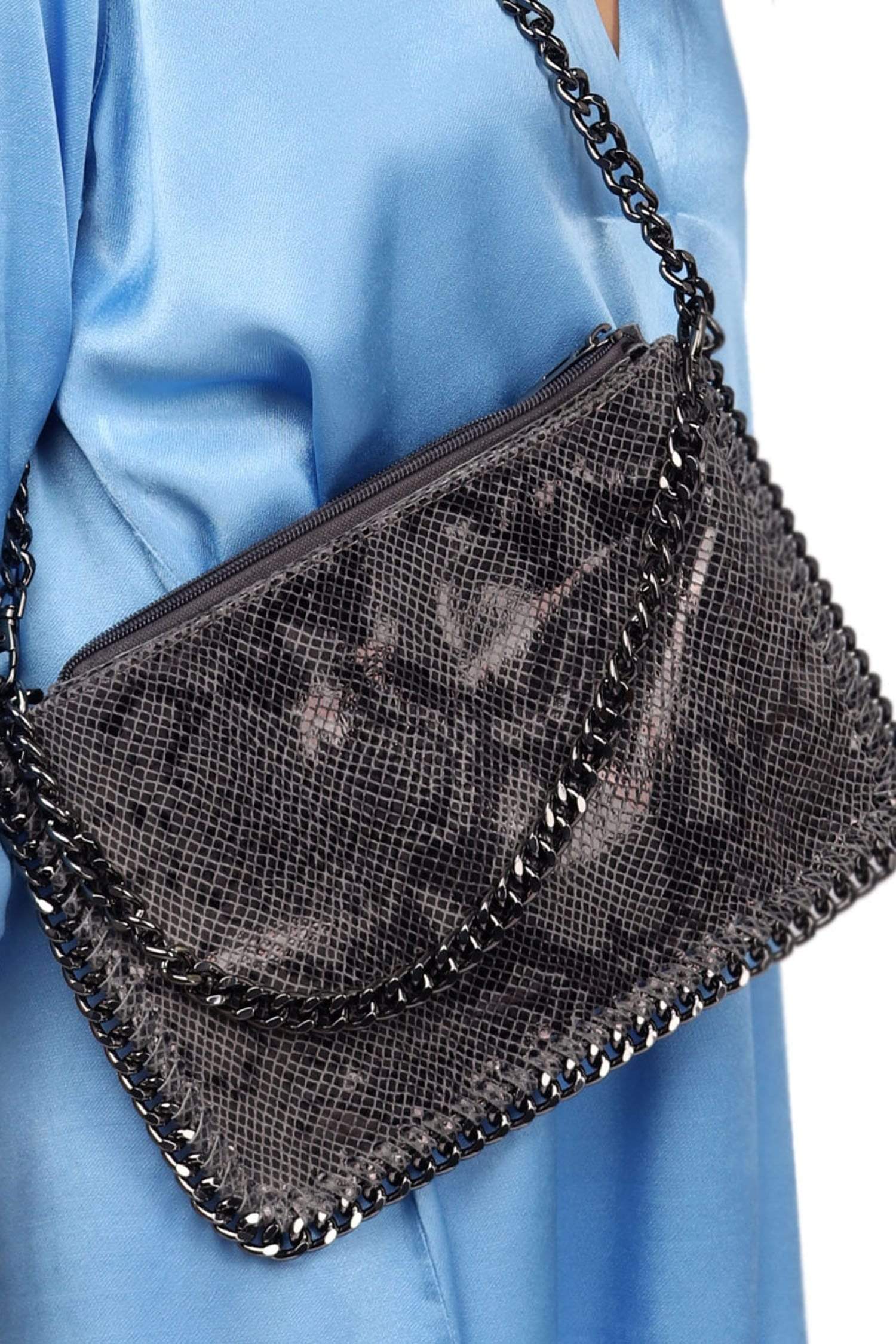 KENZI CHARCOAL CHAIN SHOULDER BAG