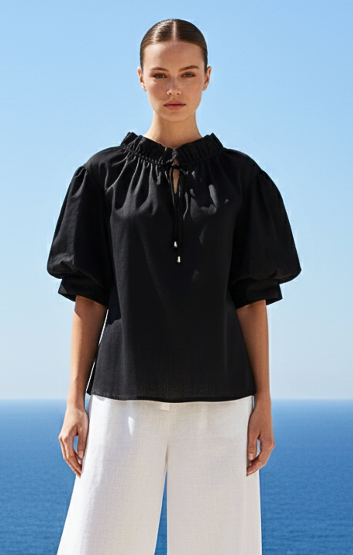 Elaine Bohemian Puff-Sleeve Blouse