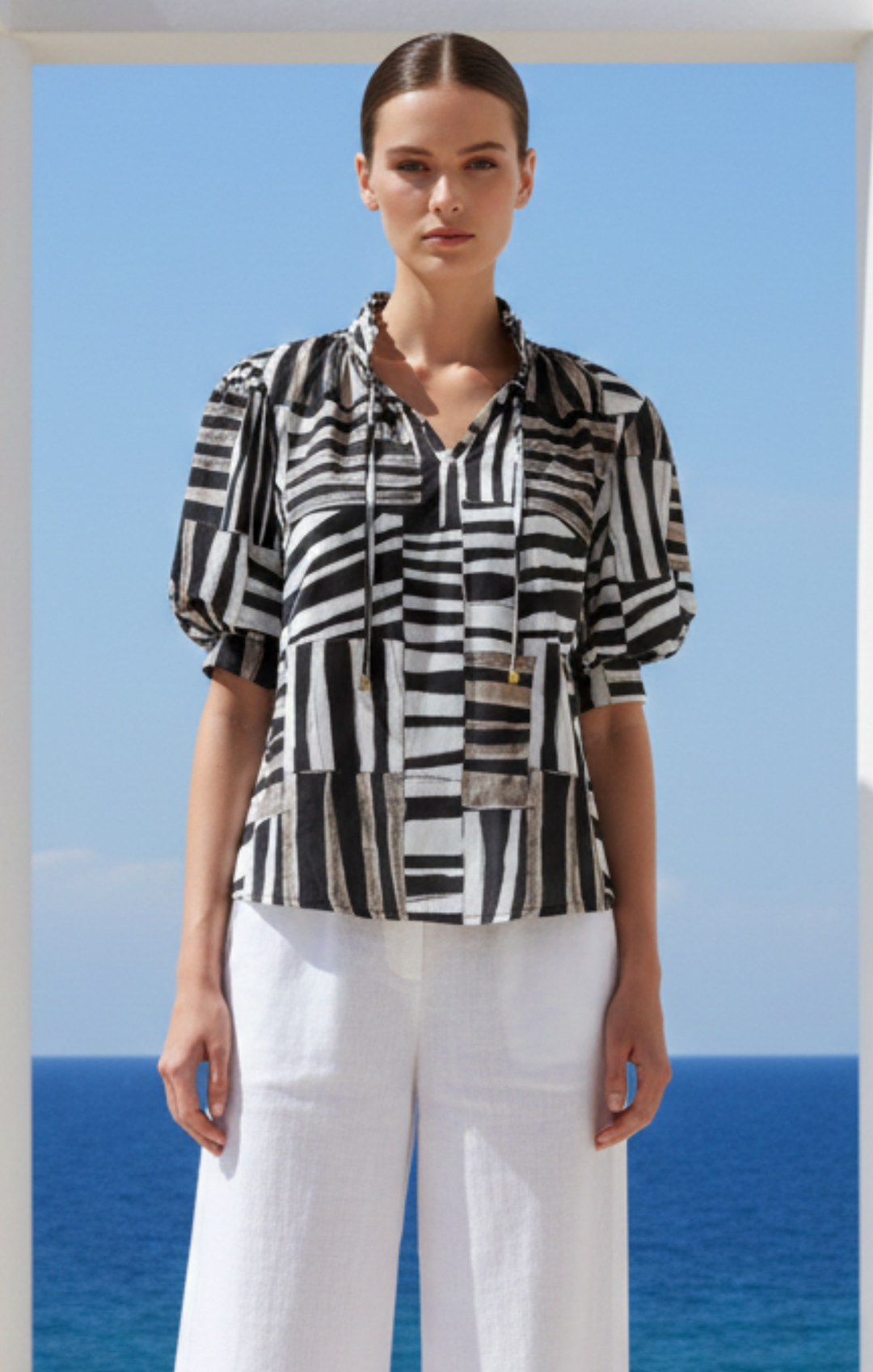 Elaine Bohemian Puff-Sleeve Blouse