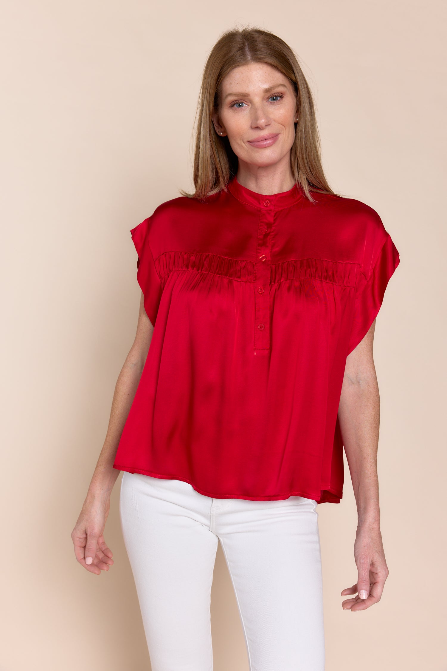 LISE | Tops | Blouse, NEW ARRIVALS, Satin, Satin and Silk Tops, SOLIDS, SS24, Tops | shop-sofia