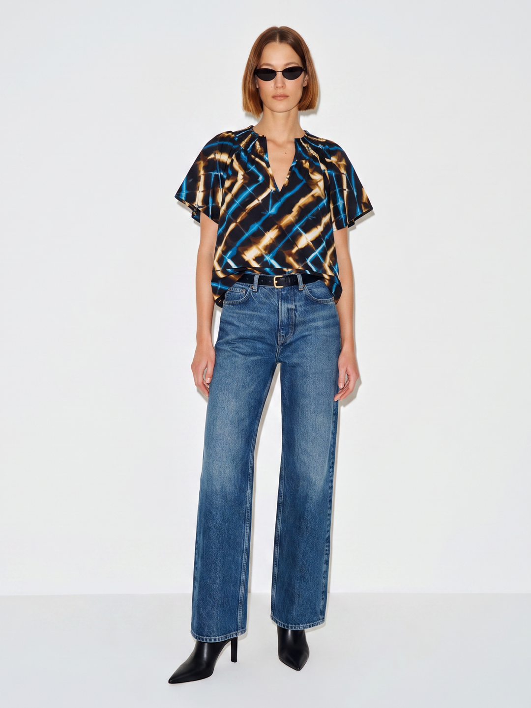 natalie cropped smocked neckline top