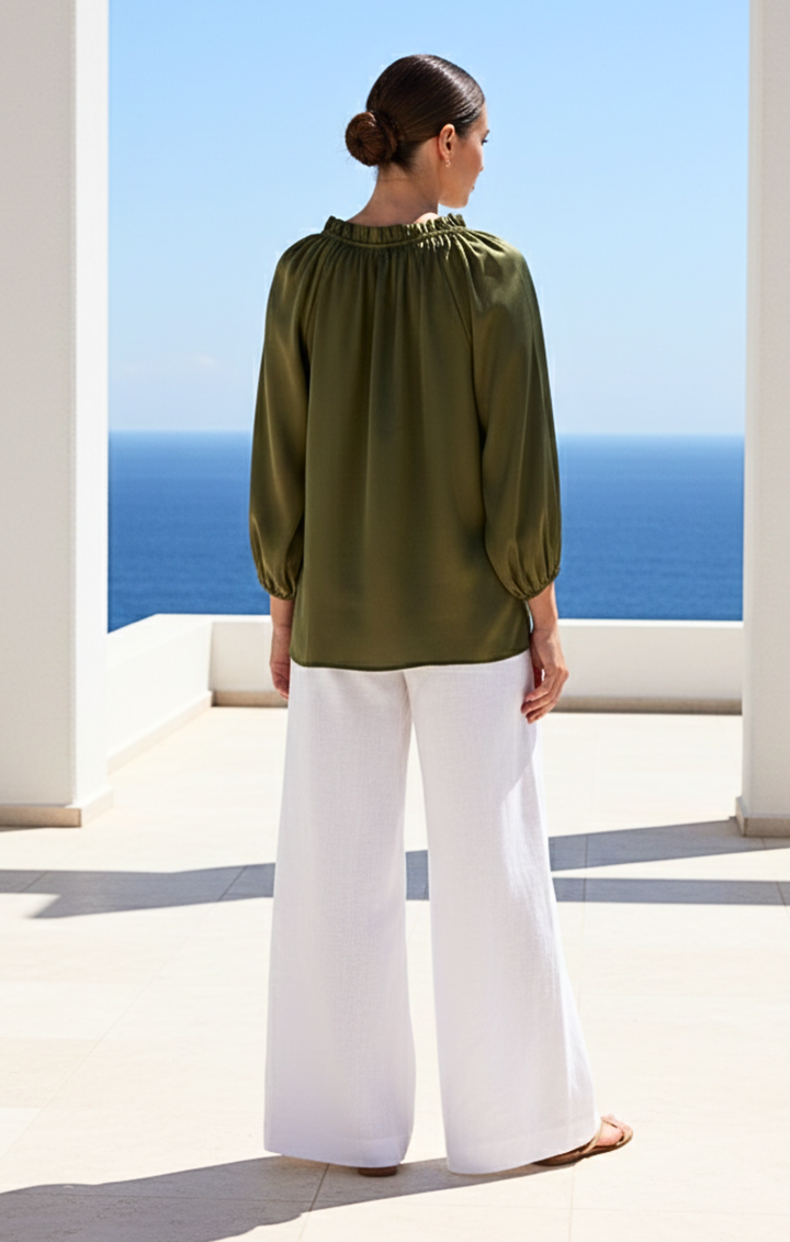 Gabriella Ruffle Tie-Neck Blouse