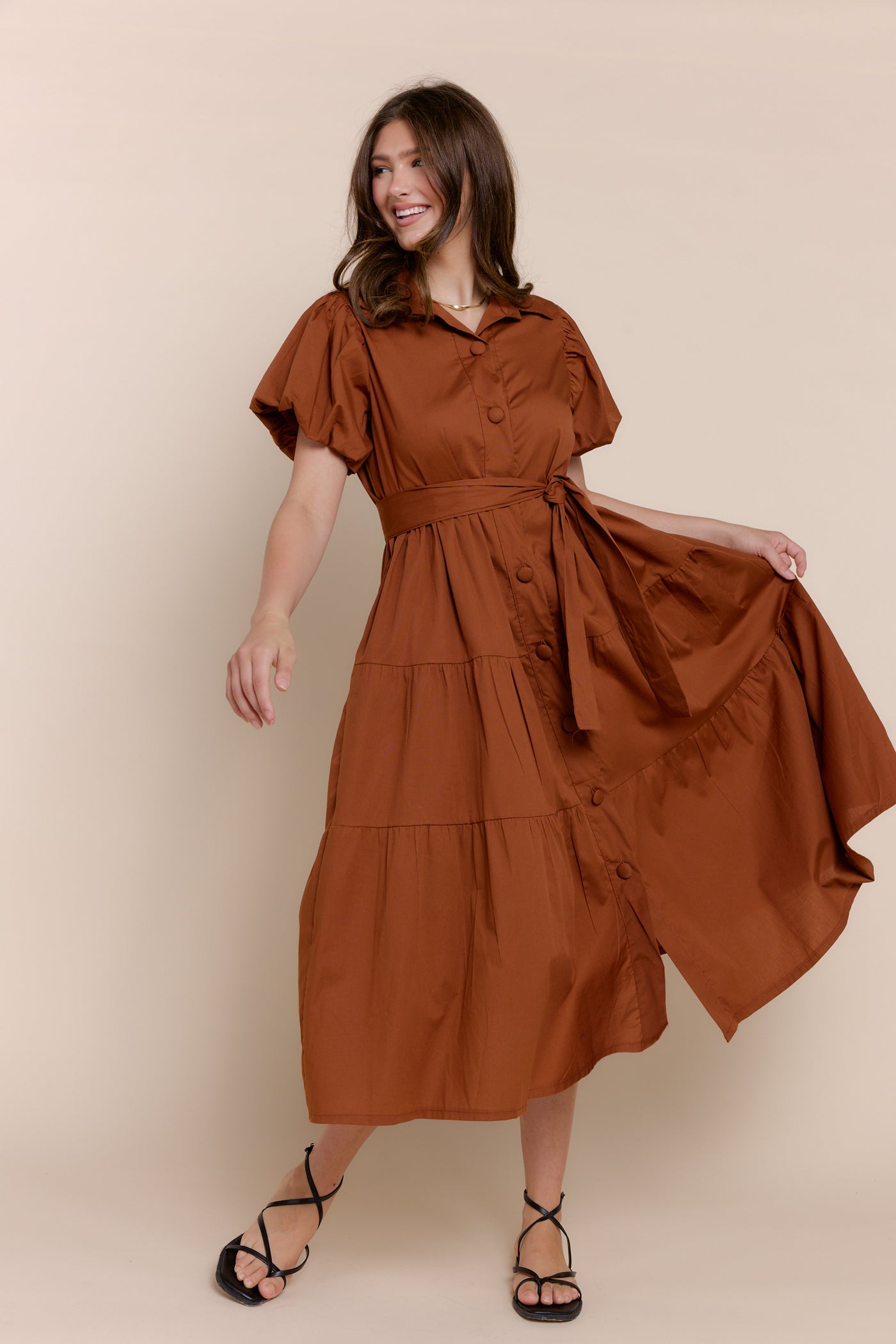 Sofia Cotton Dress Orange main image 1