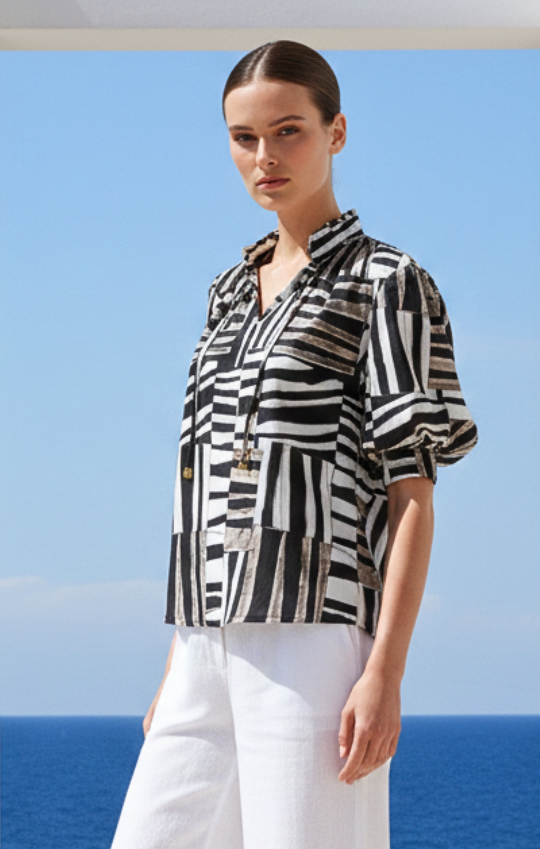 Elaine Bohemian Puff-Sleeve Blouse