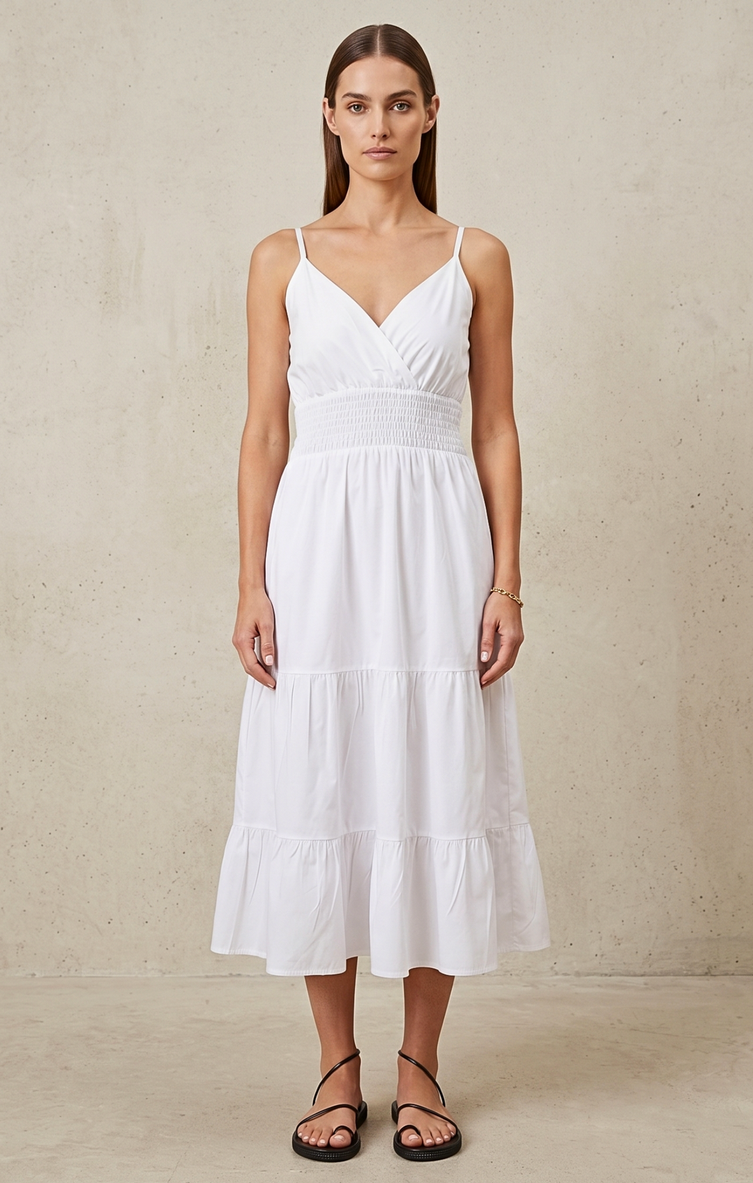 Lucille Smocked Tiered Midi Dress