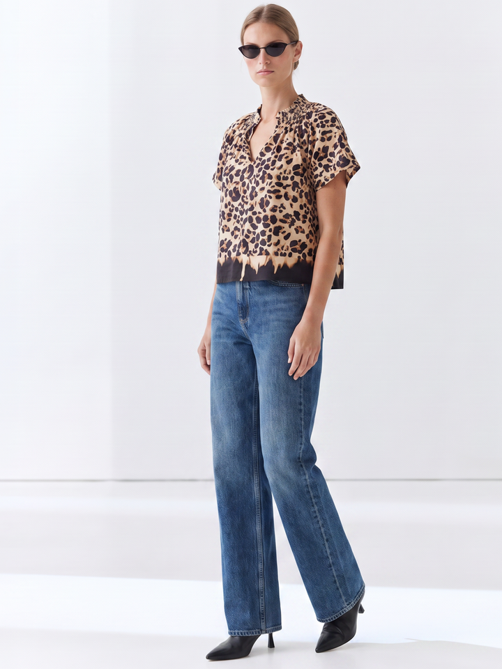 natalie cropped smocked neckline top