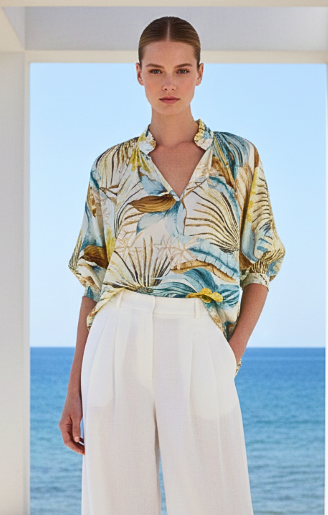 Andrea Satin V-Neck Blouse