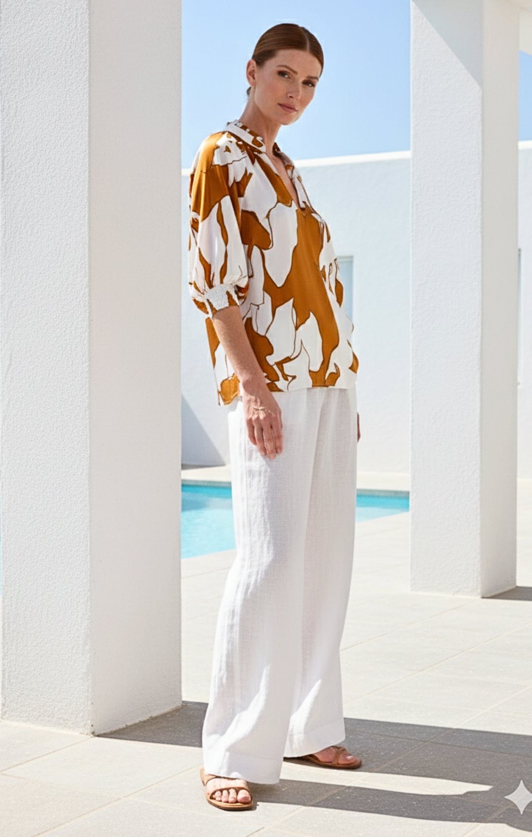 Andrea Satin V-Neck Blouse