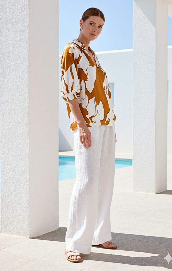 Andrea Satin V-Neck Blouse