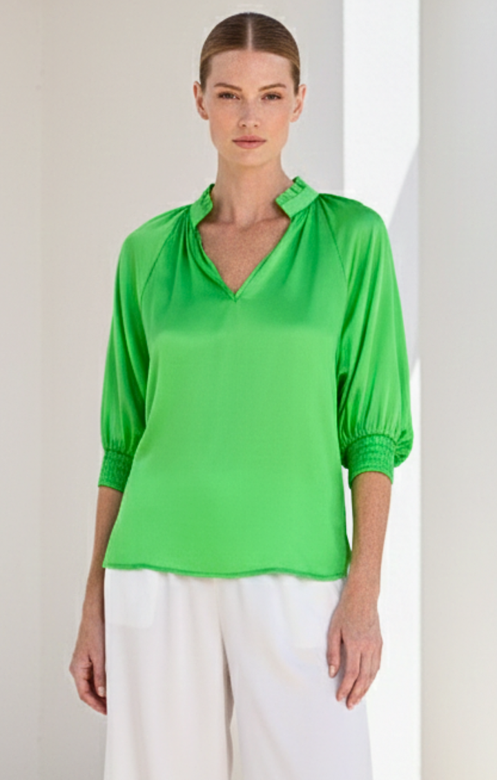 Andrea Satin V-Neck Blouse
