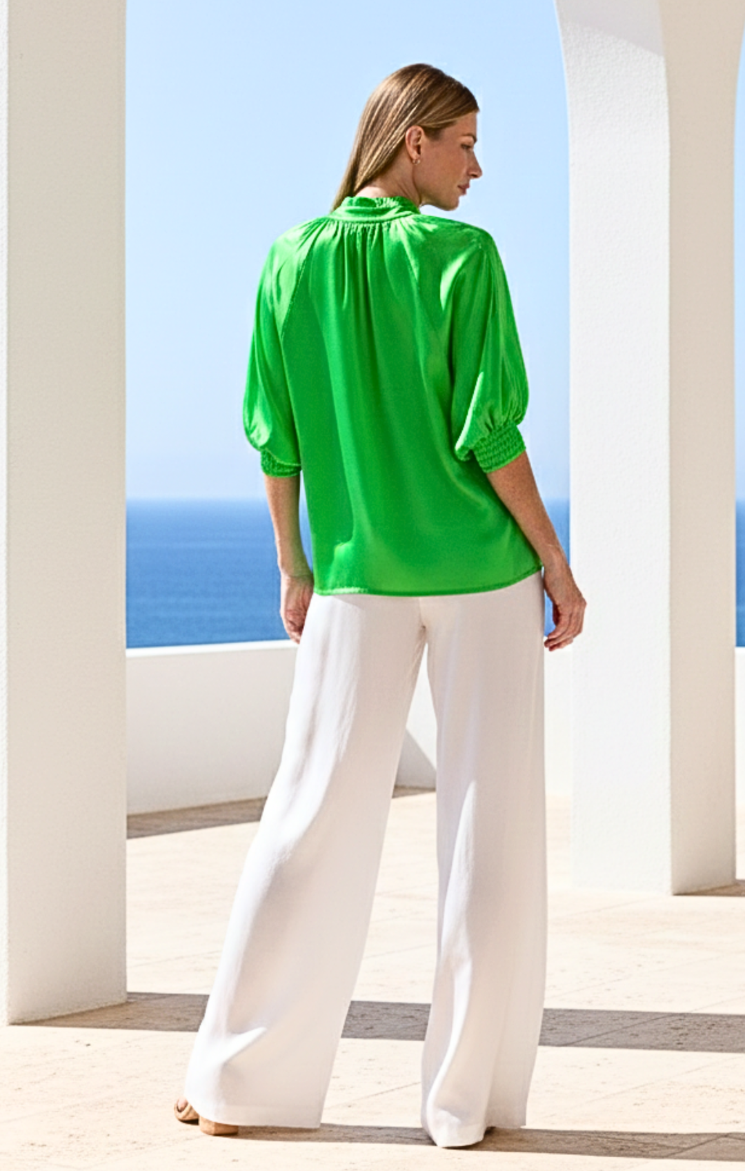 Andrea Satin V-Neck Blouse