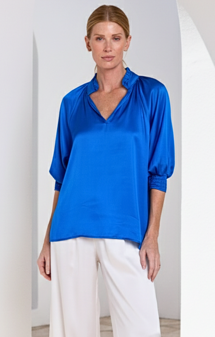 Andrea Satin V-Neck Blouse