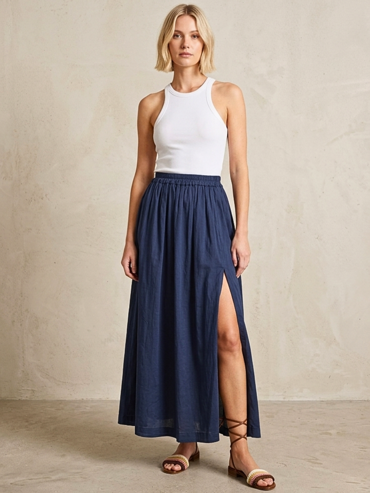 The Ariana Poplin  Maxi Skirt