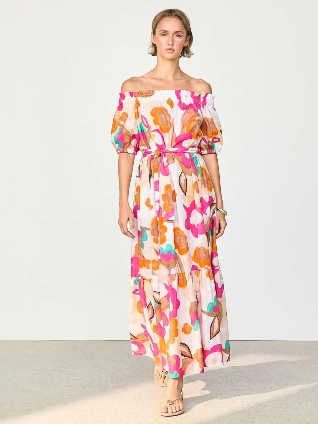Aria Off-Shoulder Belted Maxi Dress