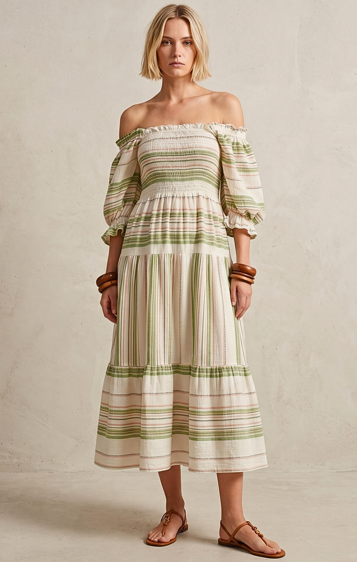 THE AZEL SMOCKED MIDI DRESS