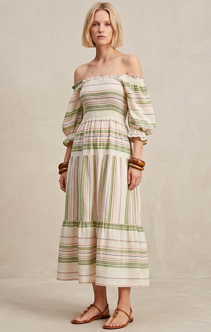 THE AZEL SMOCKED MIDI DRESS