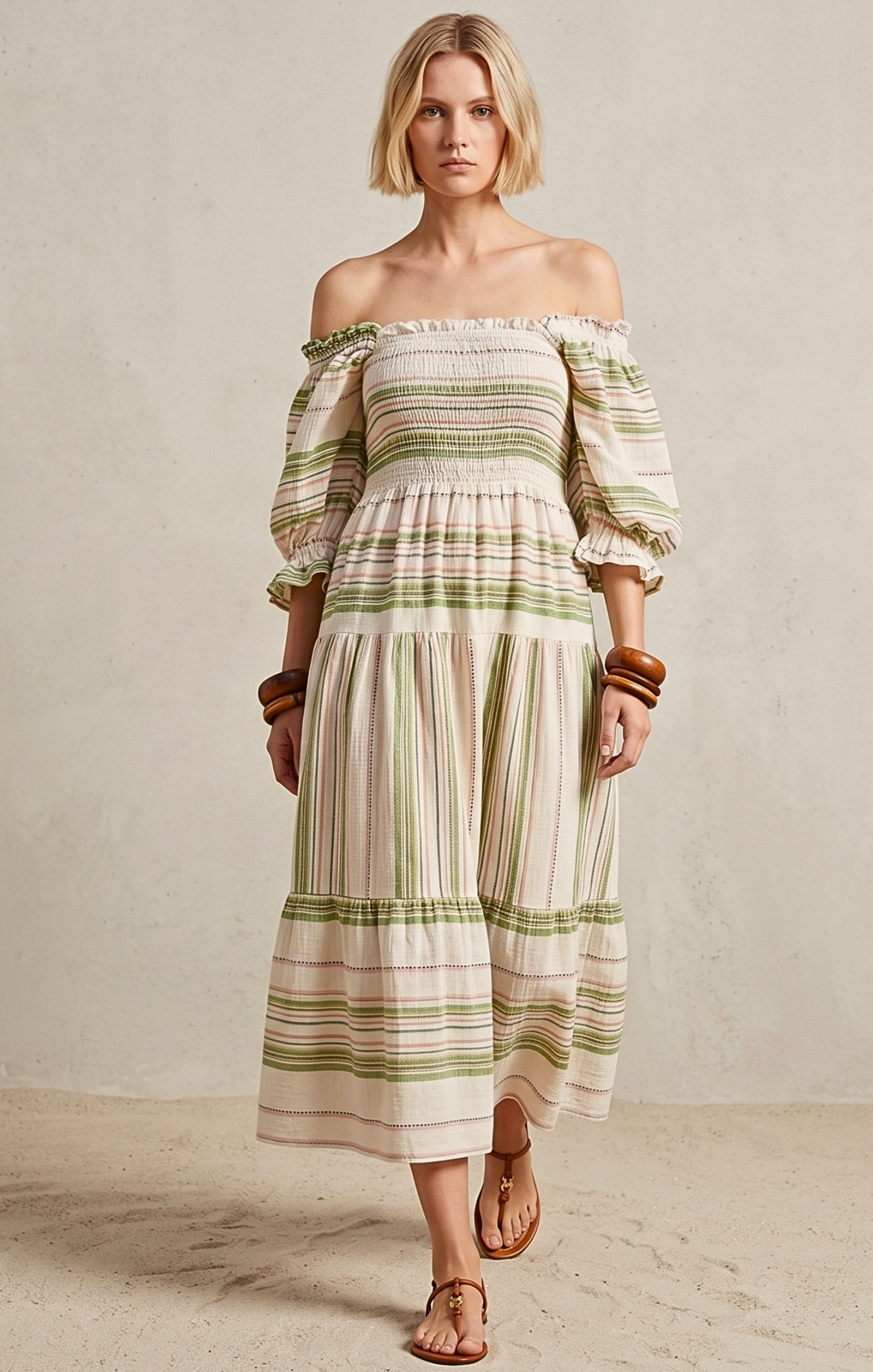 THE AZEL SMOCKED MIDI DRESS