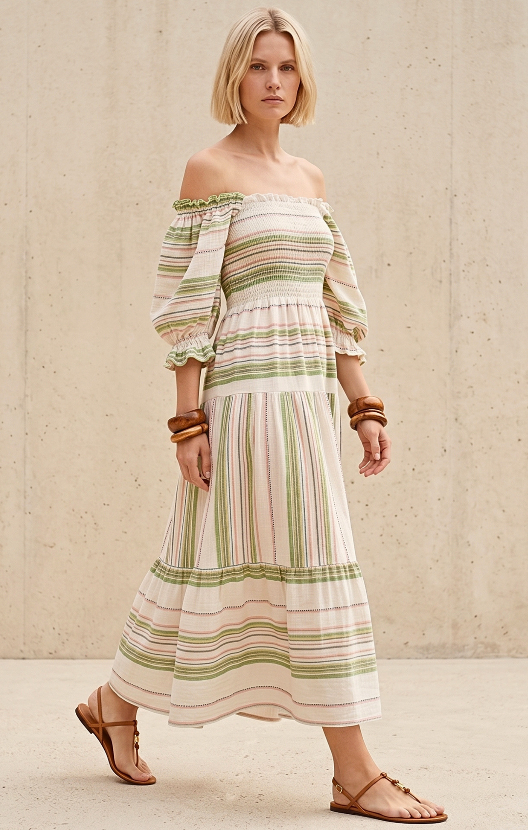 THE AZEL SMOCKED MIDI DRESS