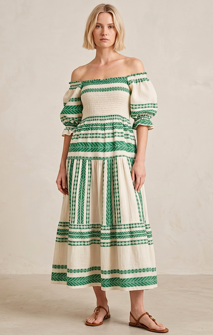 THE AZEL SMOCKED MIDI DRESS
