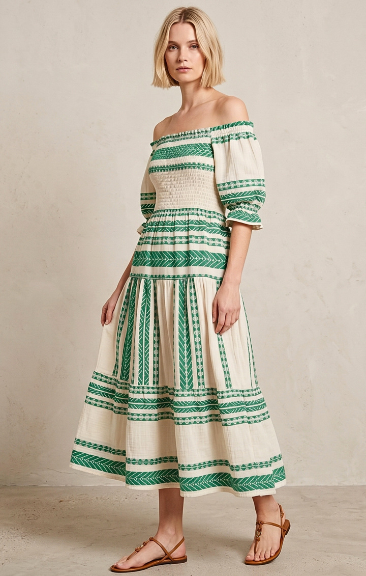 THE AZEL SMOCKED MIDI DRESS