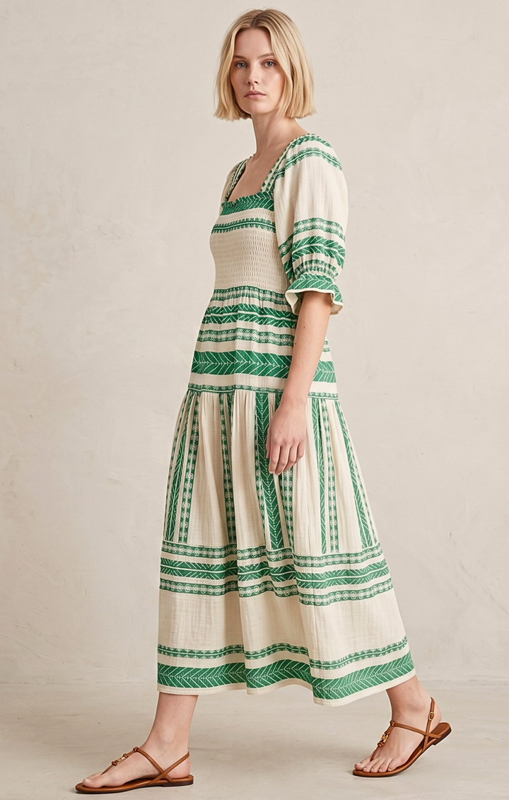 THE AZEL SMOCKED MIDI DRESS