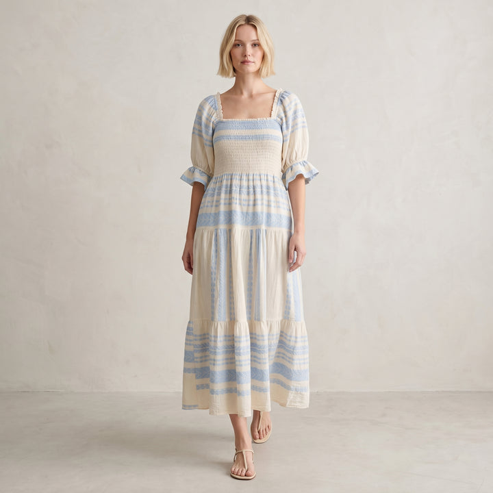 THE AZEL SMOCKED MIDI DRESS