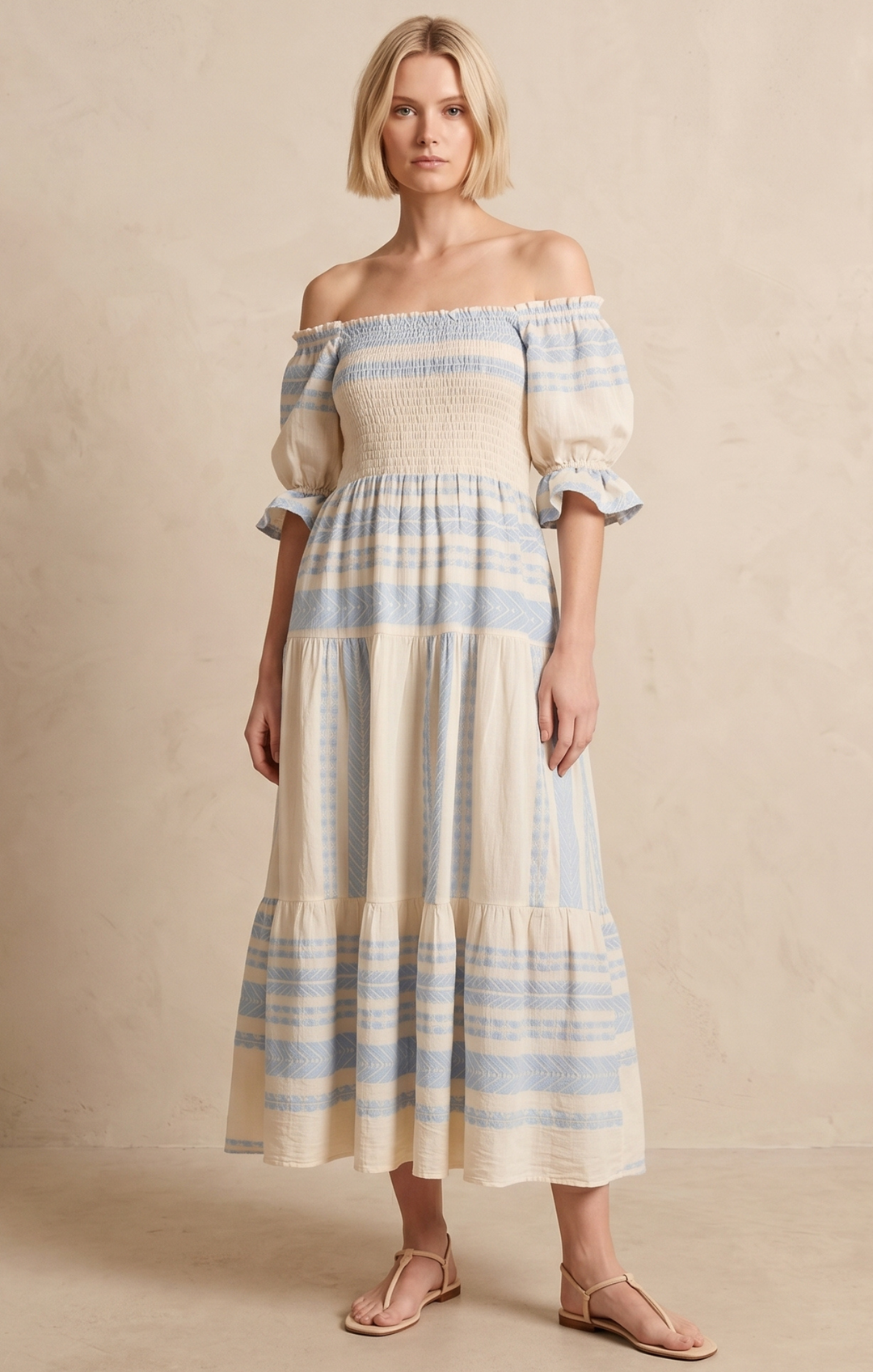 THE AZEL SMOCKED MIDI DRESS