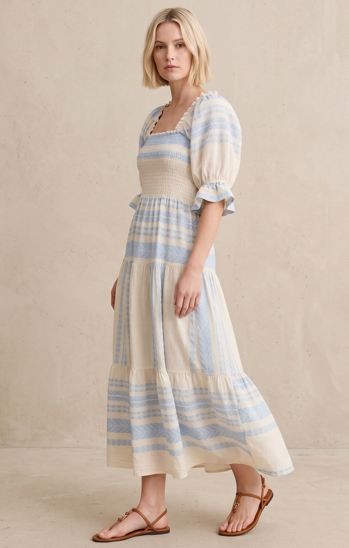 THE AZEL SMOCKED MIDI DRESS