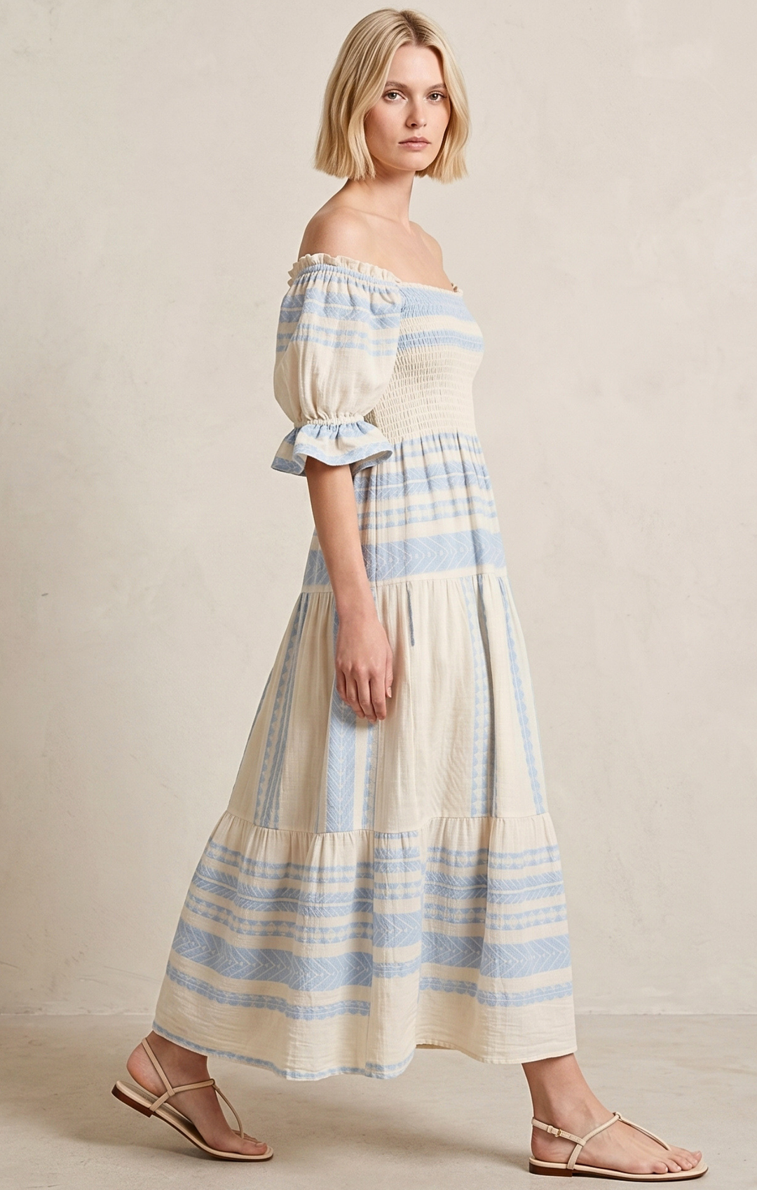 THE AZEL SMOCKED MIDI DRESS