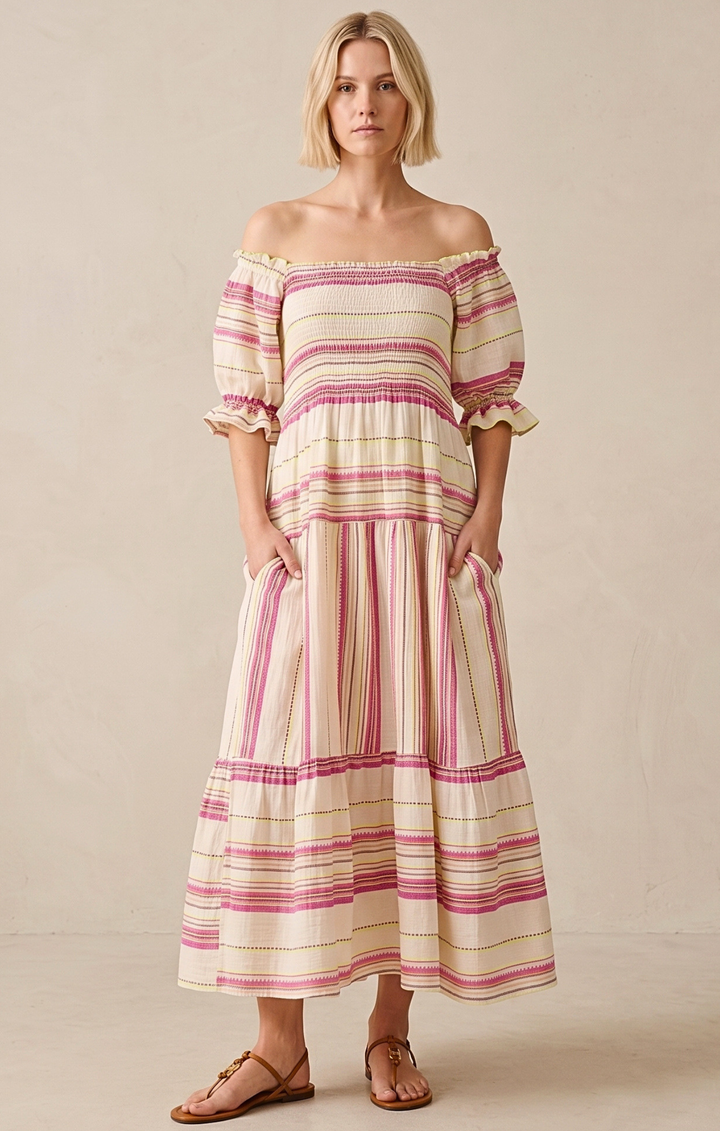 THE AZEL SMOCKED MIDI DRESS