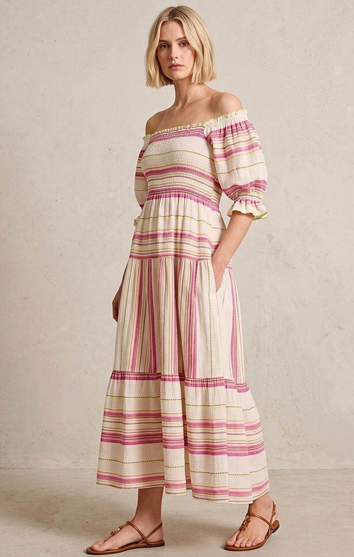 THE AZEL SMOCKED MIDI DRESS