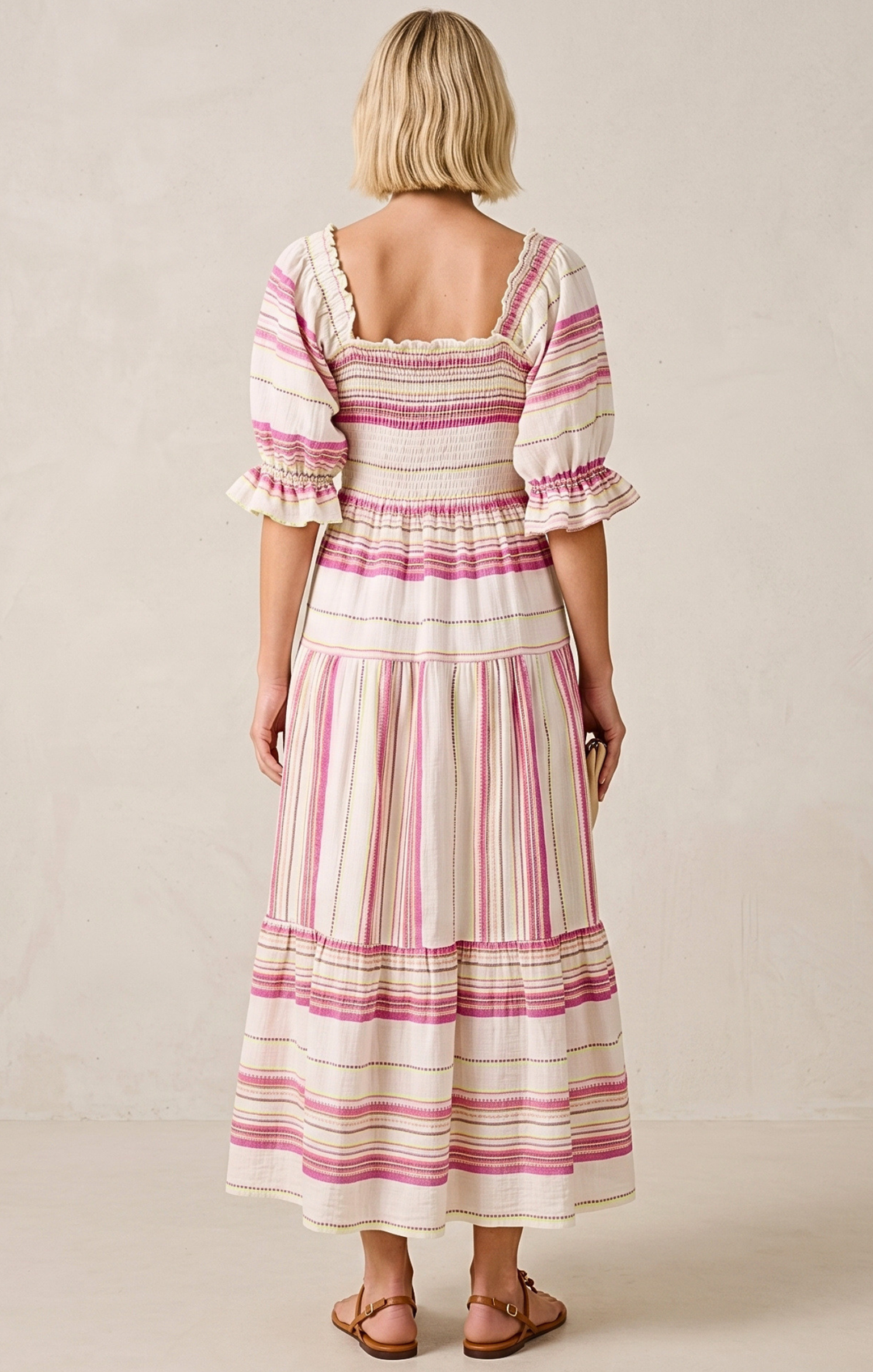 THE AZEL SMOCKED MIDI DRESS