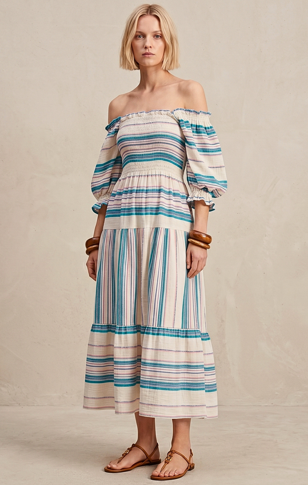 THE AZEL SMOCKED MIDI DRESS