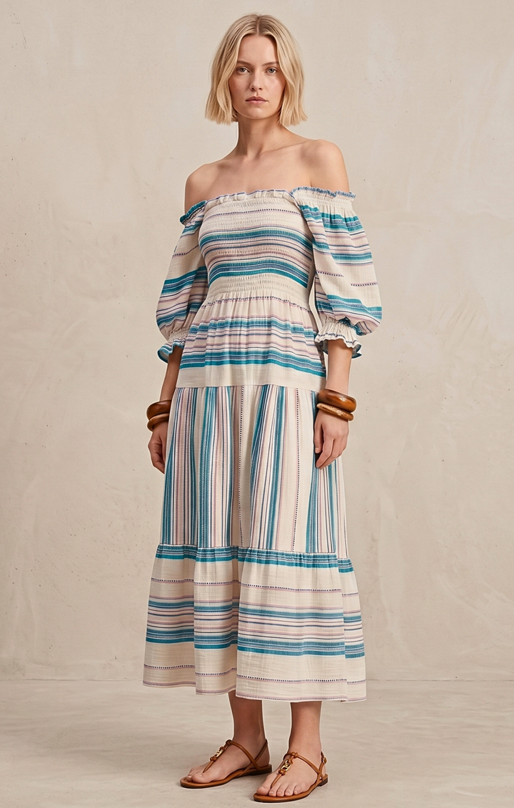 THE AZEL SMOCKED MIDI DRESS