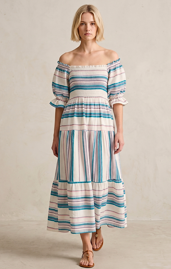 THE AZEL SMOCKED MIDI DRESS