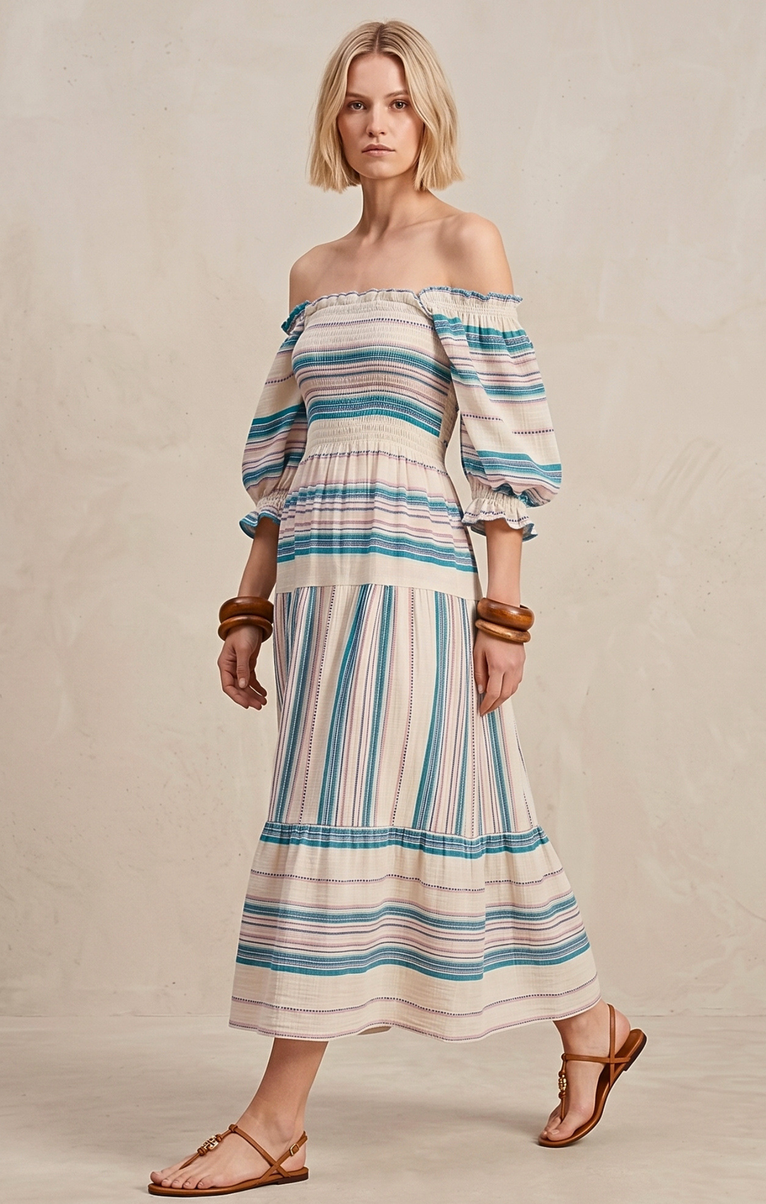 THE AZEL SMOCKED MIDI DRESS