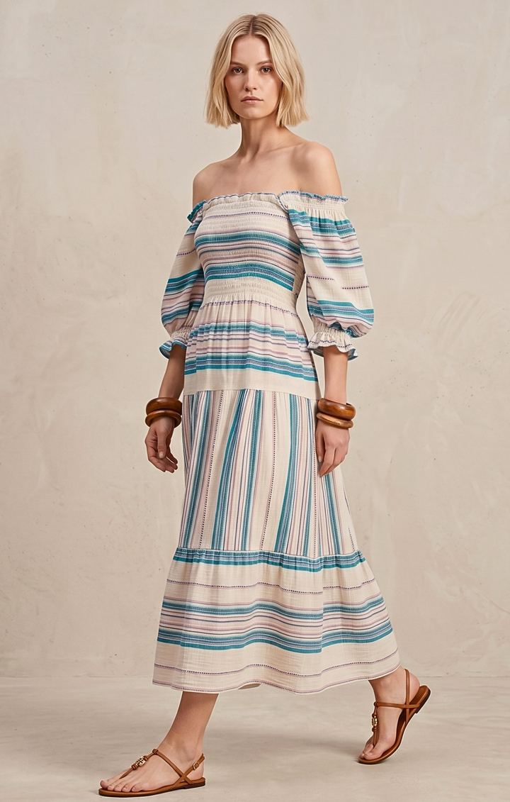 THE AZEL SMOCKED MIDI DRESS