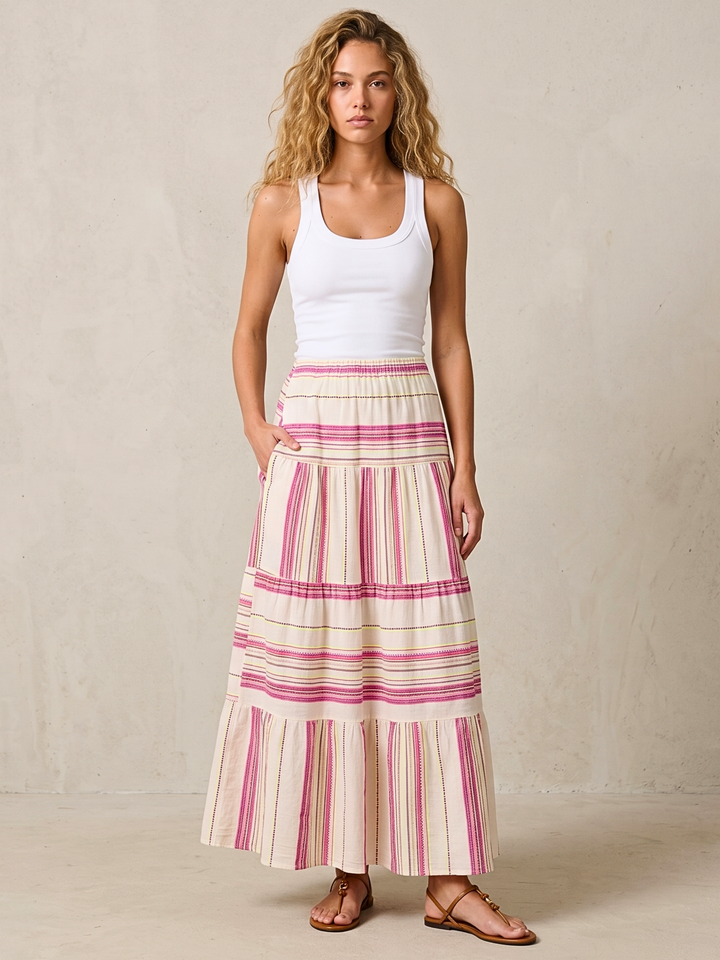 The Azuba Tiered  Bohemian Maxi Skirt