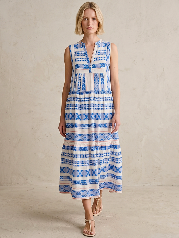 BALENCIA TIERED SLEEVELESS MAXI DRESS