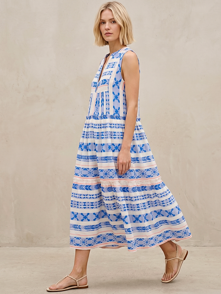 BALENCIA TIERED SLEEVELESS MAXI DRESS