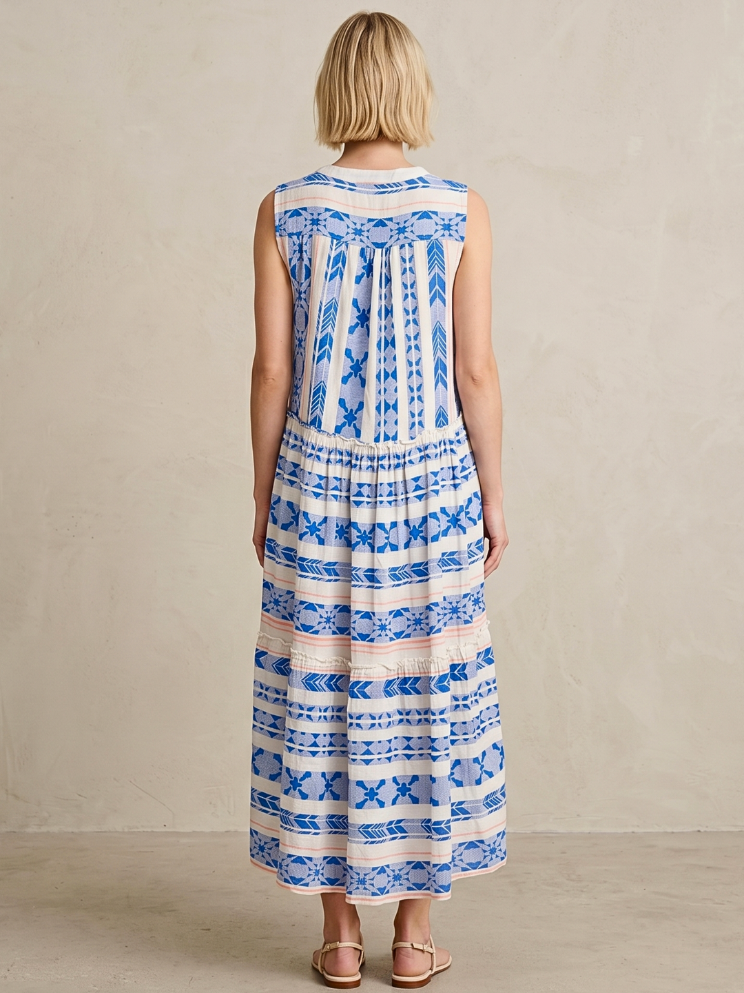 BALENCIA TIERED SLEEVELESS MAXI DRESS