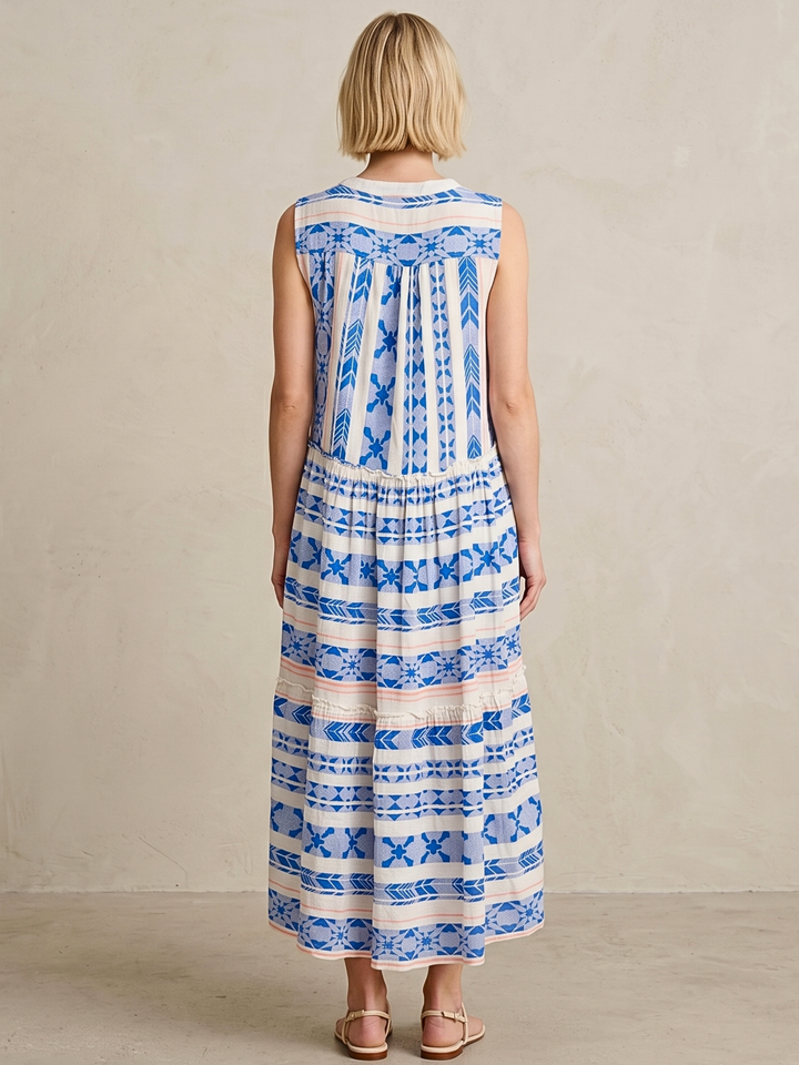BALENCIA TIERED SLEEVELESS MAXI DRESS
