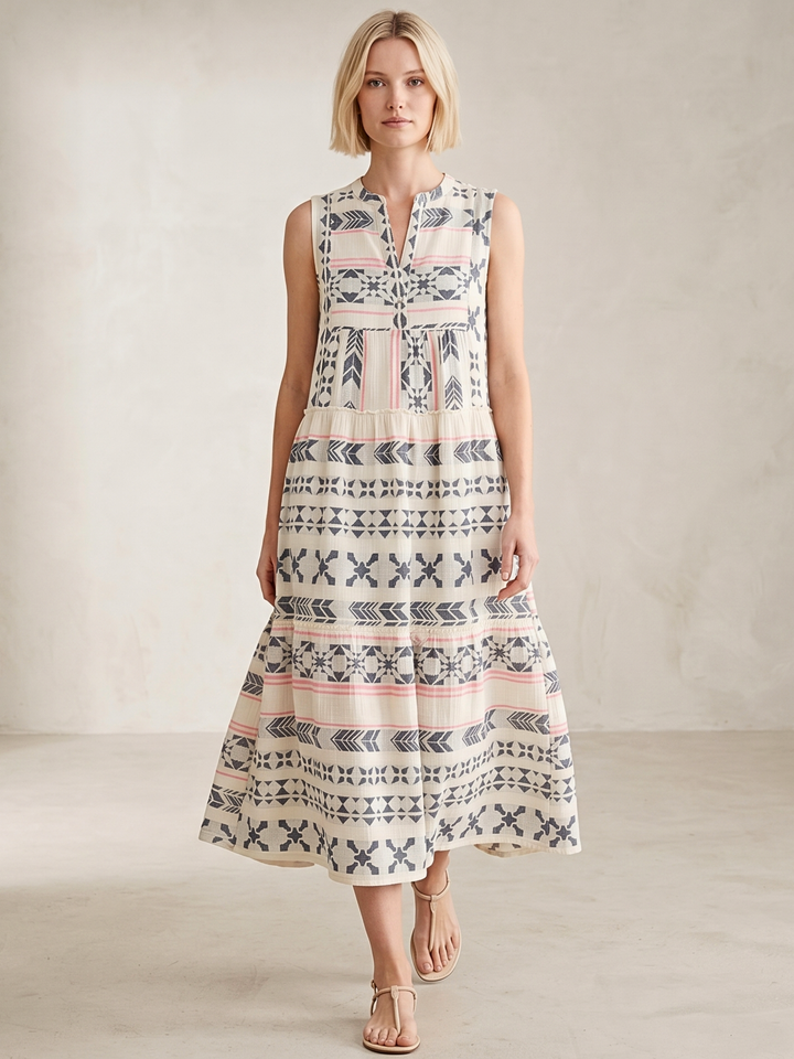 BALENCIA TIERED SLEEVELESS MAXI DRESS