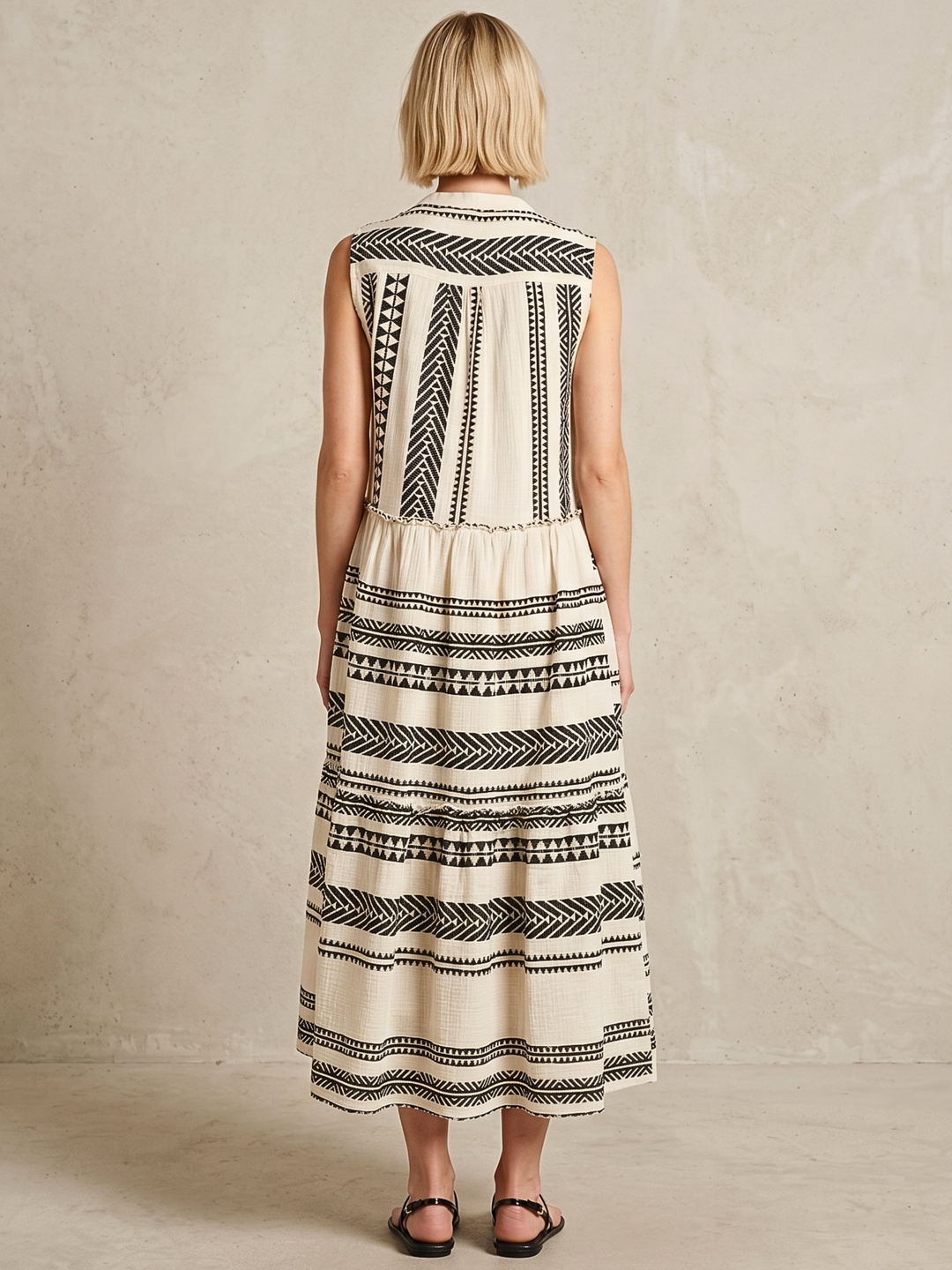 BALENCIA TIERED SLEEVELESS MAXI DRESS