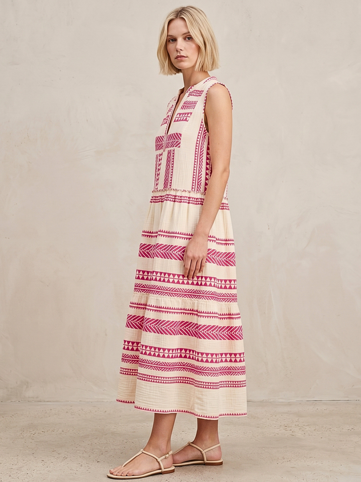 BALENCIA TIERED SLEEVELESS MAXI DRESS