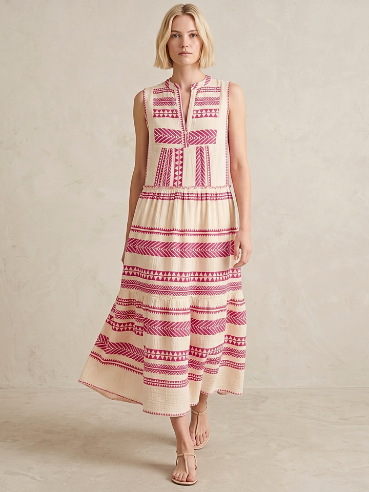 BALENCIA TIERED SLEEVELESS MAXI DRESS