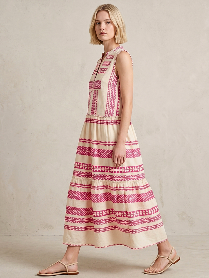 BALENCIA TIERED SLEEVELESS MAXI DRESS