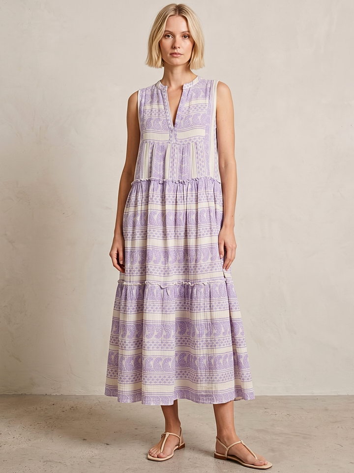 BALENCIA TIERED SLEEVELESS MAXI DRESS